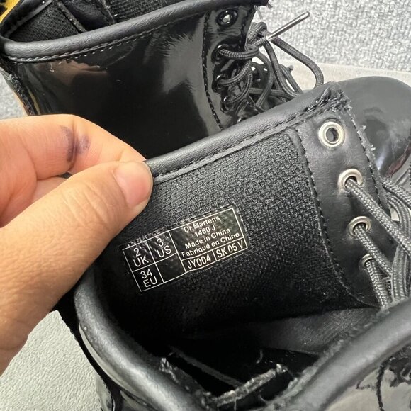 Dr. Martens KID Leather Lace Up Combat Boots size 3 ankle zipper JY004 - Picture 5 of 7